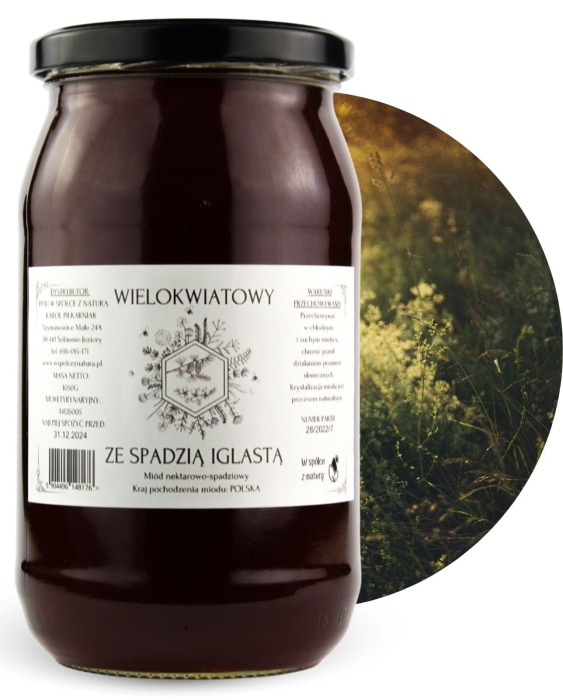 W spółce z naturą Miód Wielokwiatowy ze Spadzią - słoik 1050g