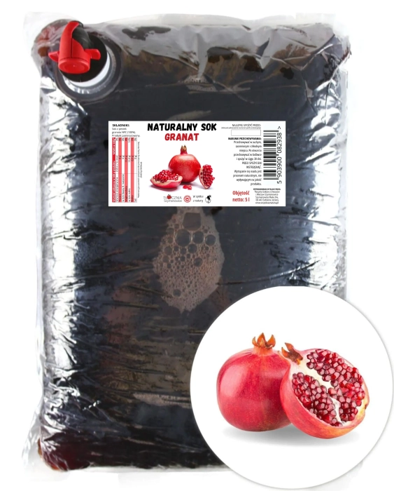 W spółce z naturą sok tłoczony z granatów 100% - worek 5 l