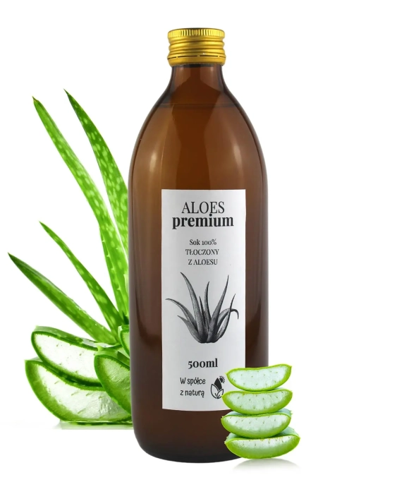 W spółce z naturą sok tłoczony z aloesu 100% - szklana butelka 500 ml
