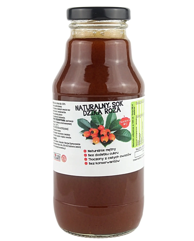 W spółce z naturą sok tłoczony z dzikiej róży 100% - szklana butelka 300 ml