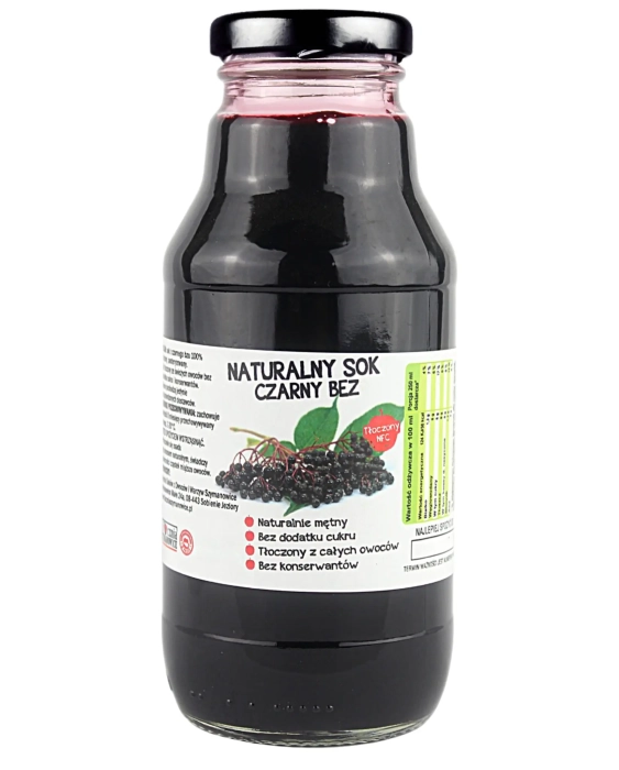 W spółce z naturą sok tłoczony z czarnego bzu 100% - szklana butelka 300 ml