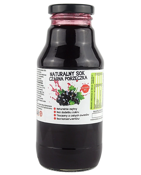 W spółce z naturą sok tłoczony z czarnej porzeczki 100% - szklana butelka 300 ml