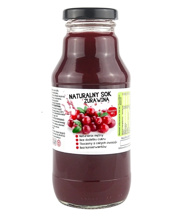 W spółce z naturą sok tłoczony z żurawiny 100% - szklana butelka 300 ml
