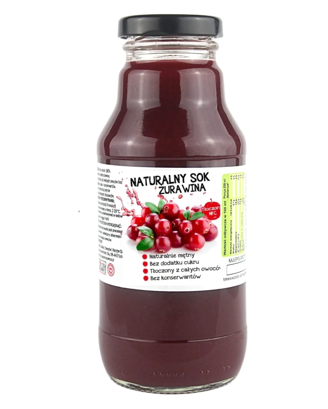 W spółce z naturą sok tłoczony z żurawiny 100% - szklana butelka 300 ml