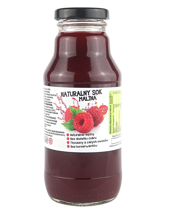 W spółce z naturą sok tłoczony z maliny 100% - szklana butelka 300 ml