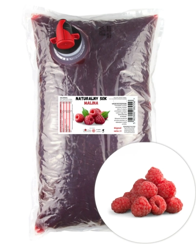 W spółce z naturą sok tłoczony z malin 100% - worek 2 l