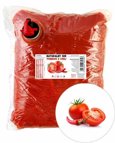 W spółce z naturą sok tłoczony pomidorowy z chili 100% - worek 3 l