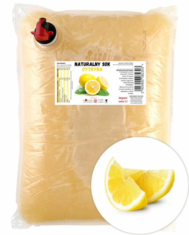 W spółce z naturą sok tłoczony z cytryny 100% - worek 5 l