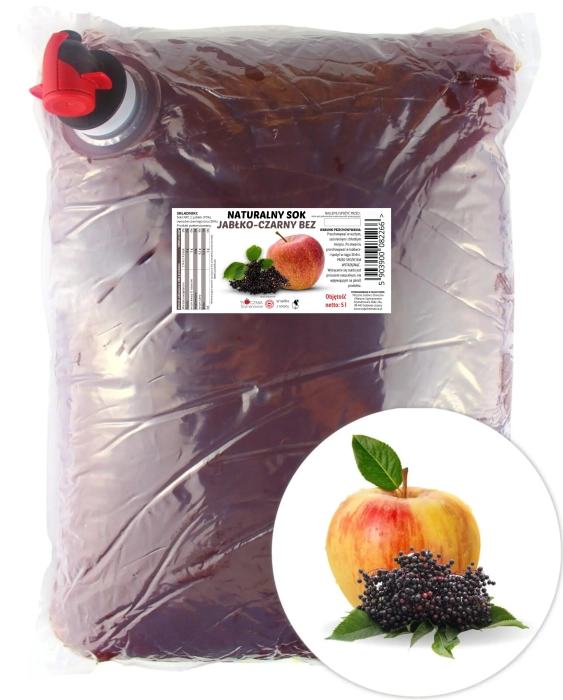 W spółce z naturą sok NFC z jabłek i czarnego bzu - worek 5 l
