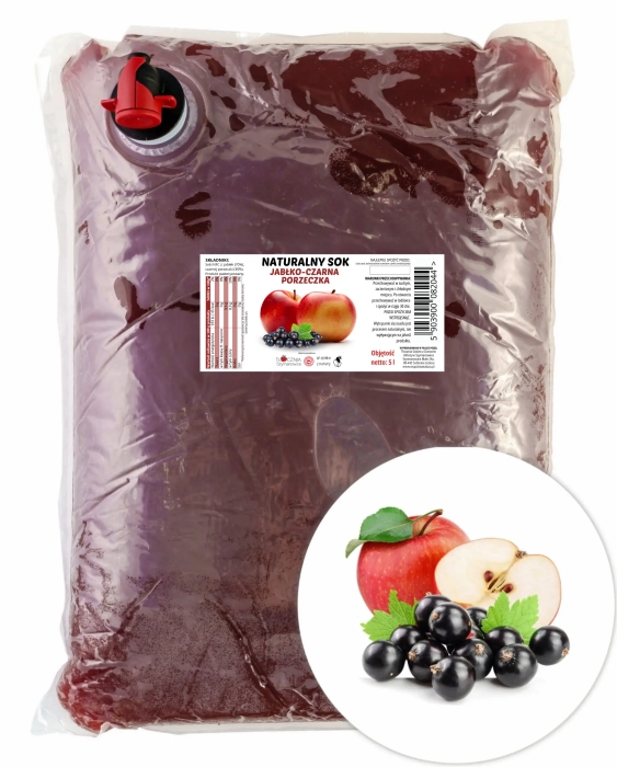 W spółce z naturą sok tłoczony z jabłek i czarnej porzeczki - worek 5 l