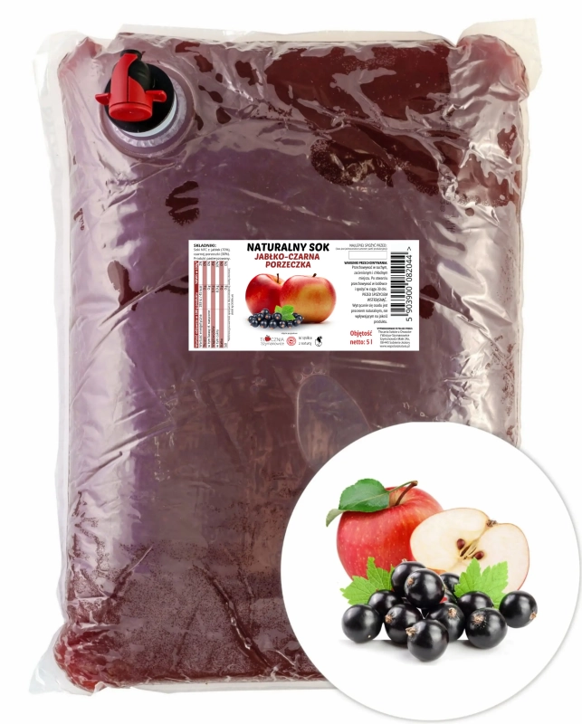 W spółce z naturą sok tłoczony z jabłek i czarnej porzeczki - worek 5 l