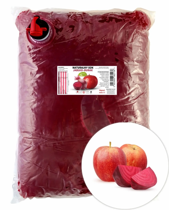 W spółce z naturą sok tłoczony z jabłek i buraków 100% - worek 5 l