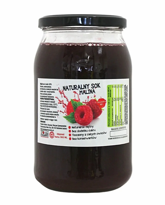 W spółce z naturą sok tłoczony z malin 100% - słoik 900 ml