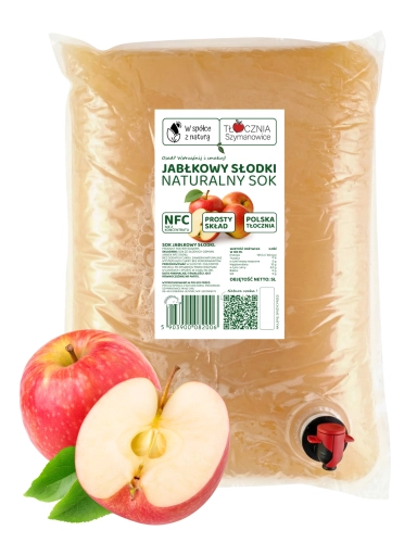 W spółce z naturą sok tłoczony z jabłek 100% słodki - worek 5 l