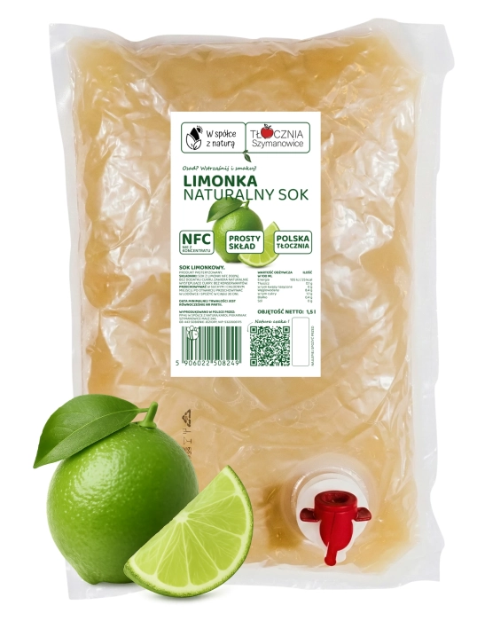 W spółce z naturą sok tłoczony z limonki 100% - worek 1,5 l