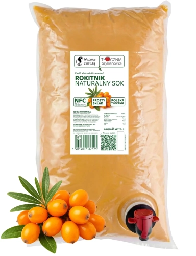 W spółce z naturą sok tłoczony z rokitnika 100% - worek 5 l
