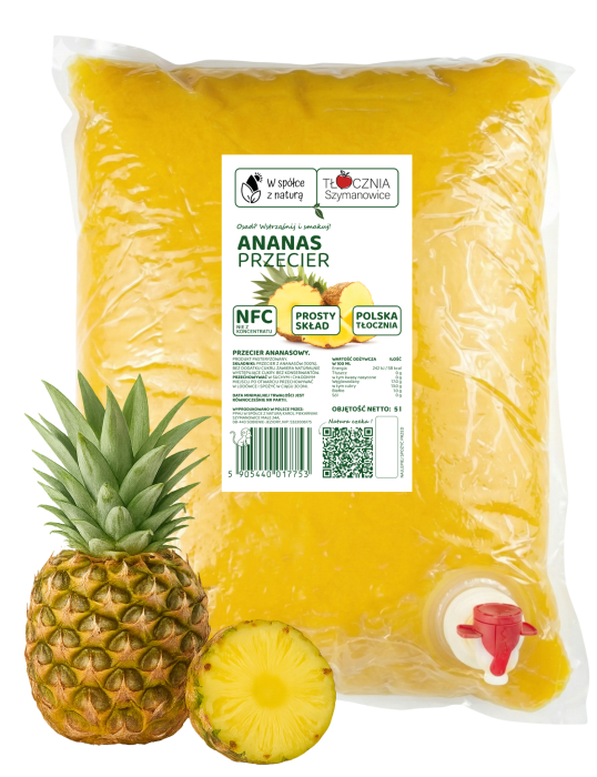 Przecier Ananasowy 5 l 100% - Pulpa z ananasa, Bez Dodatków