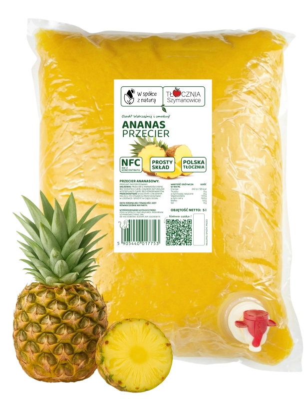 Przecier Ananasowy 5 l 100% - Pulpa z ananasa, Bez Dodatków