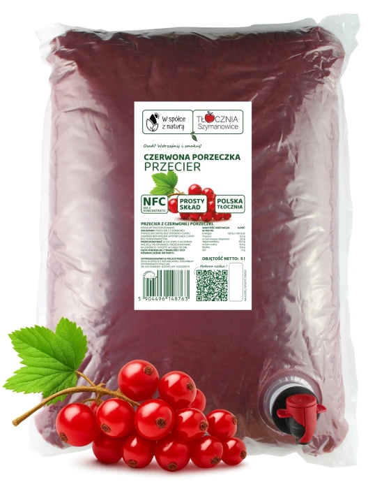 W spółce z naturą sok tłoczony z czerwonej porzeczki 100% - worek 3 l