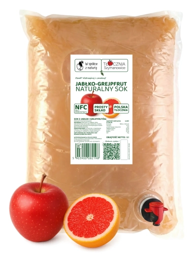 W spółce z naturą sok NFC jabłkowy z grejpfrutem - worek 5 l
