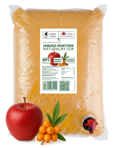 W spółce z naturą sok tłoczony jabłko rokitnik 100% - worek 5 l