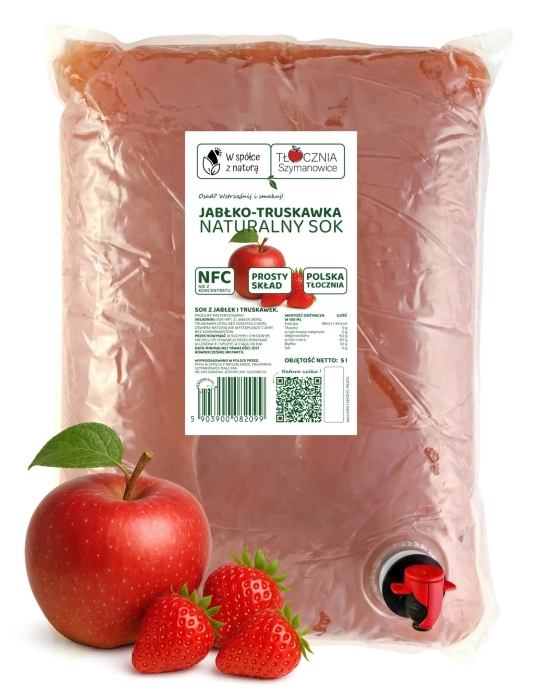 W spółce z naturą sok tłoczony jabłko truskawka - worek 5 l