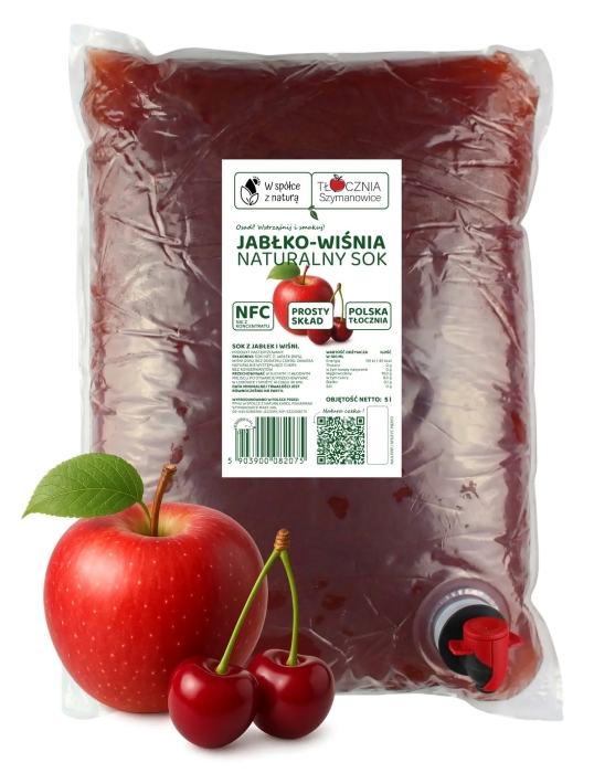 W spółce z naturą sok tłoczony jabłko wiśnia - worek 5 l
