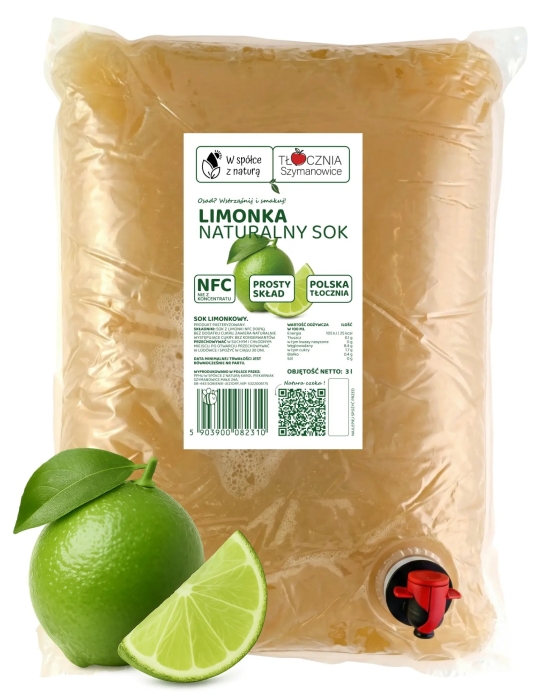 W spółce z naturą sok tłoczony z limonki 100% - worek 3 l