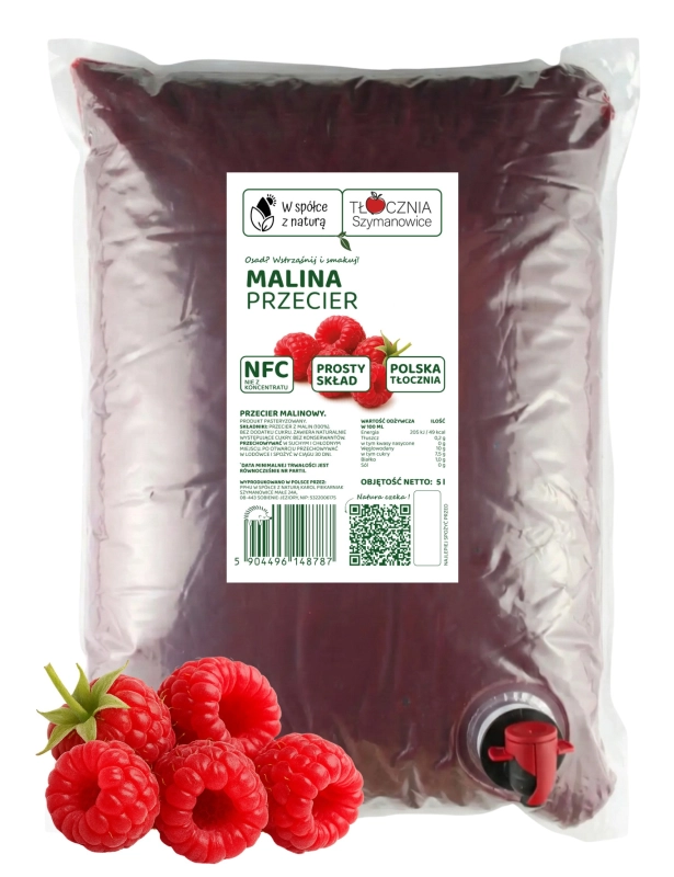 W spółce z naturą przecier malinowy 100% - worek 5 l