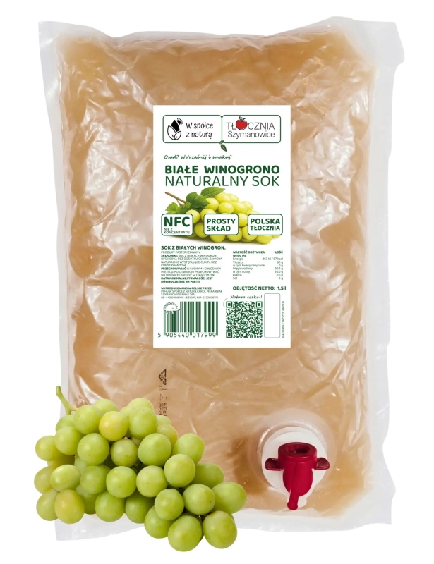 W spółce z naturą sok tłoczony z winogron białych 100% - worek 1,5 l