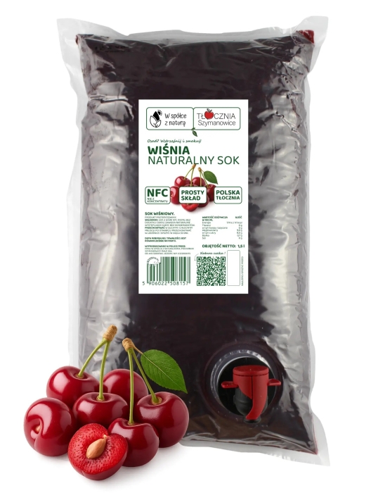 W spółce z naturą sok tłoczony z wiśni 100% - worek 1,5 l
