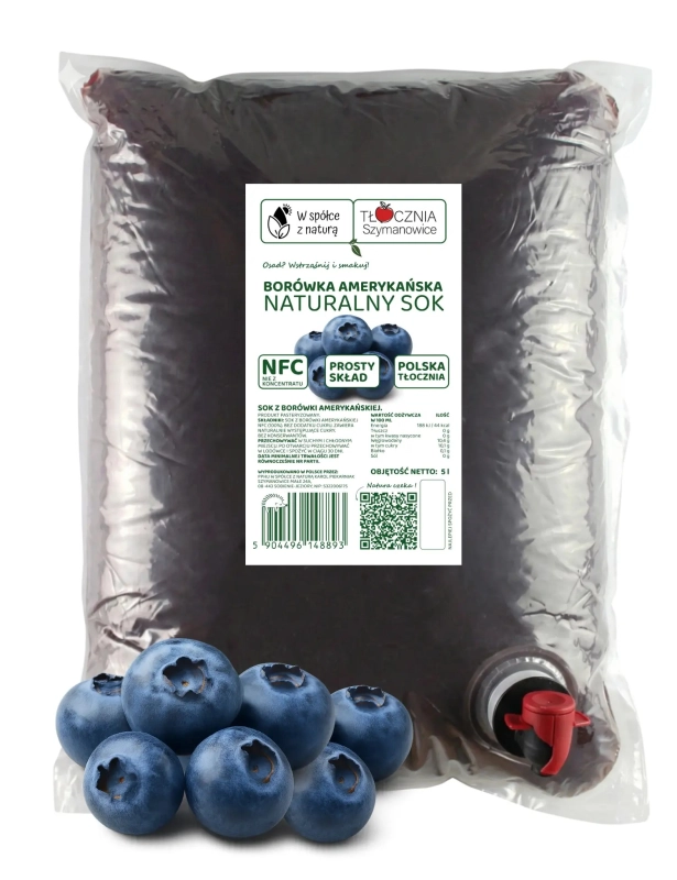 W spółce z naturą sok tłoczony z borówki 100% - worek 5 l