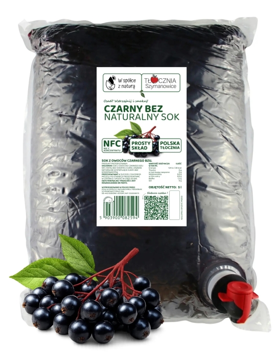 W spółce z naturą sok tłoczony z czarnego bzu 100% - worek 5 l
