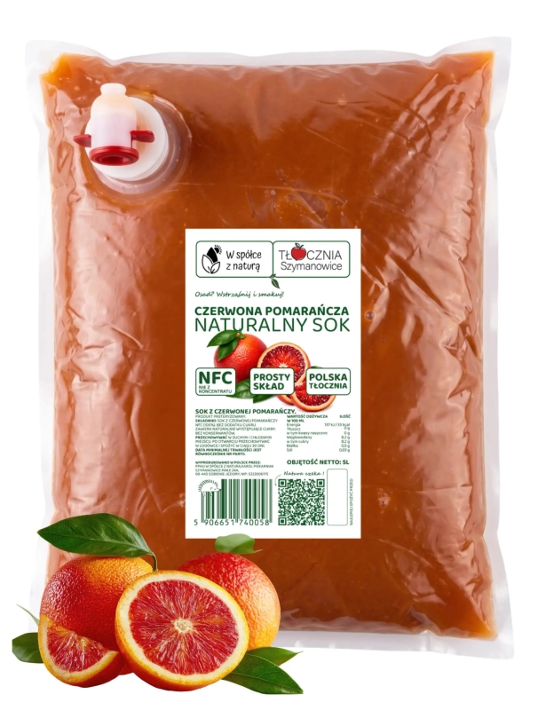 Sok z czerwonej pomarańczy Tłoczony 100% Soku NFC 5 L