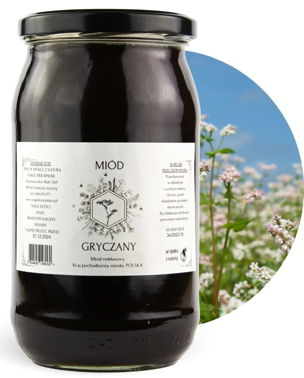 Miód Gryczany 1050g Naturalny Polski