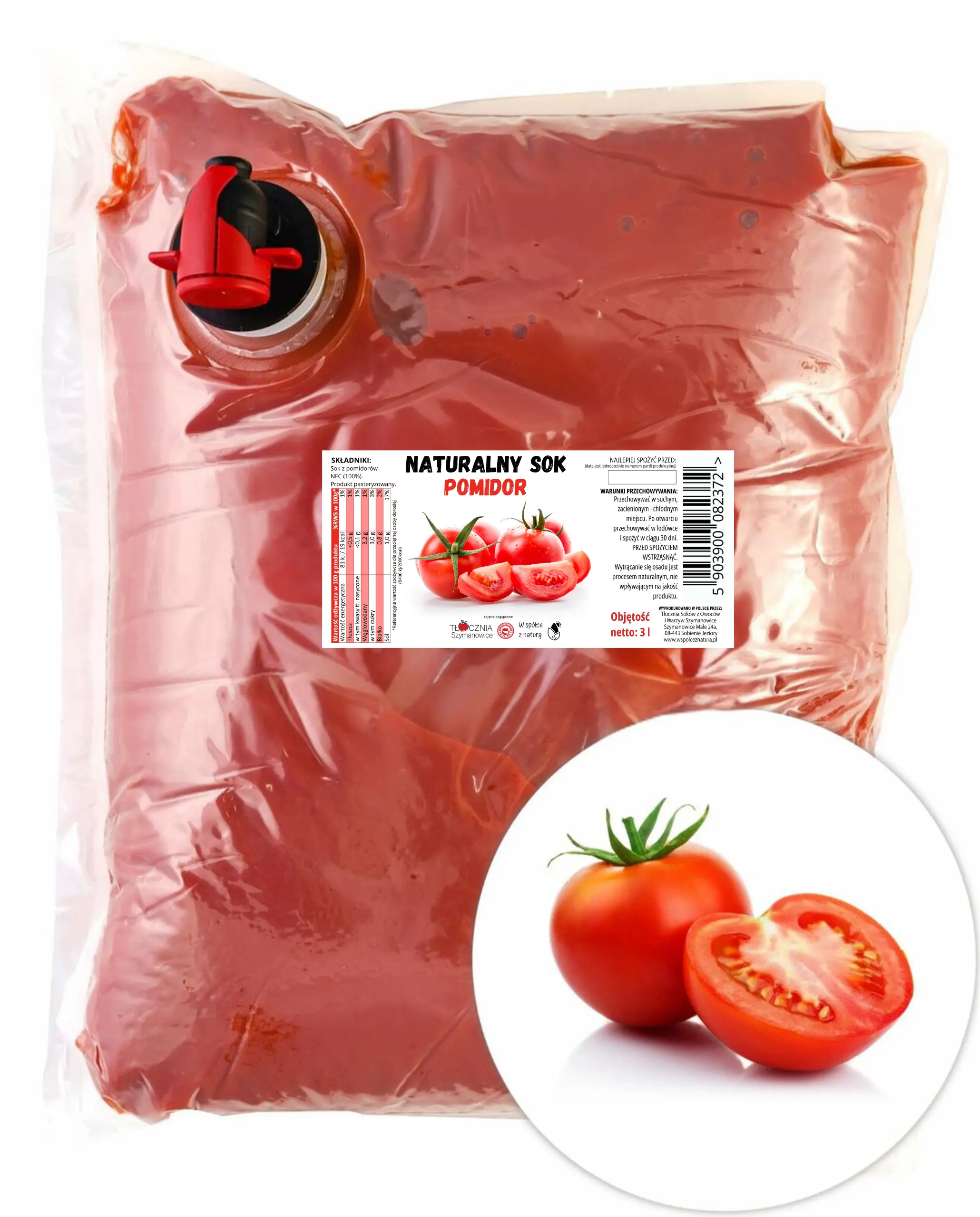 Sok Pomidorowy Tłoczony 3 l NFC 100% Bez Dodatków