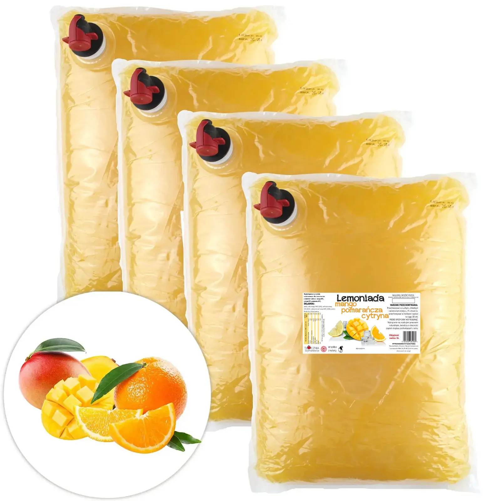 Lemoniada mango-pomarańcza-cytryna - Zestaw 4x5l