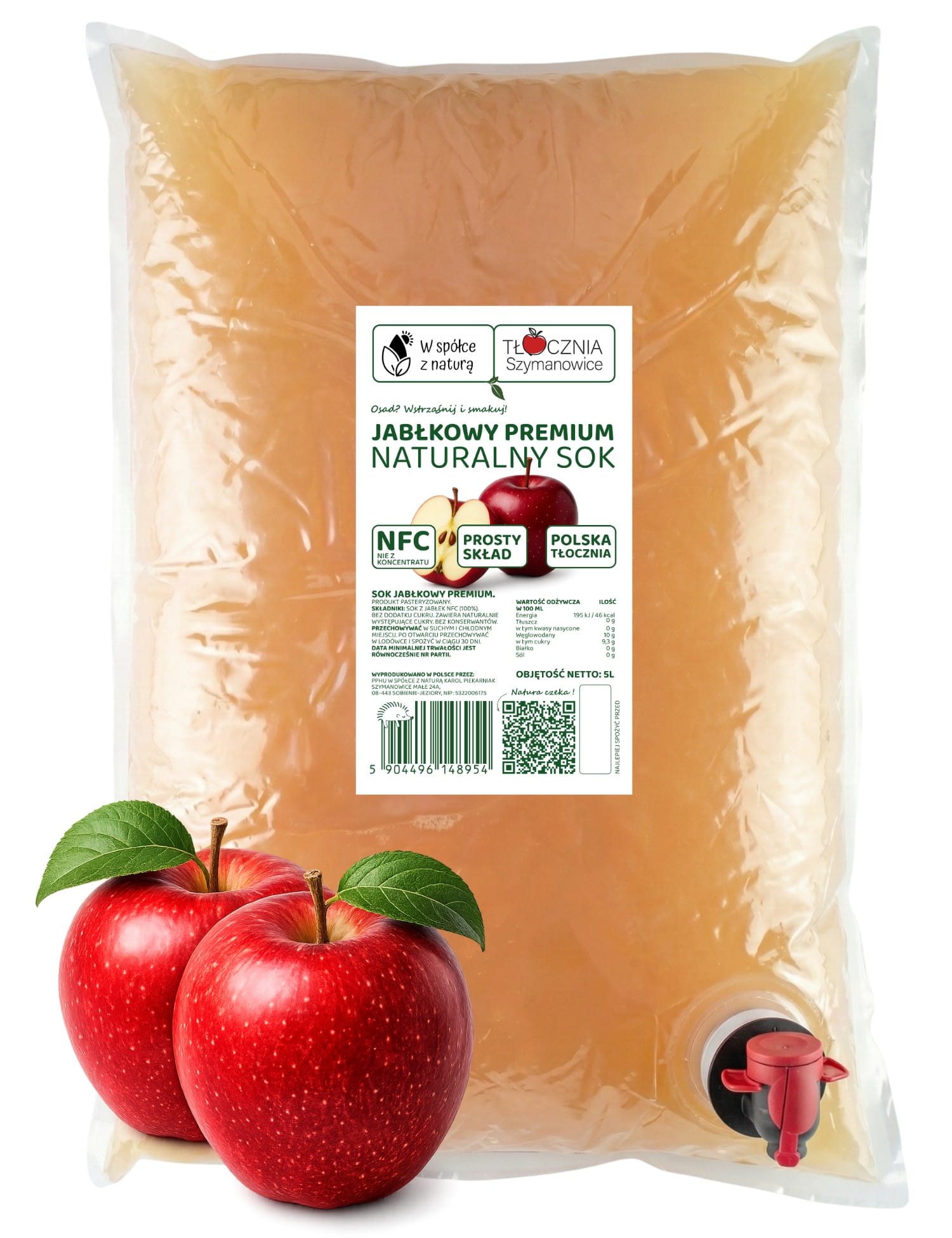 Sok Jabłkowy Tłoczony 5l NFC 100% Premium