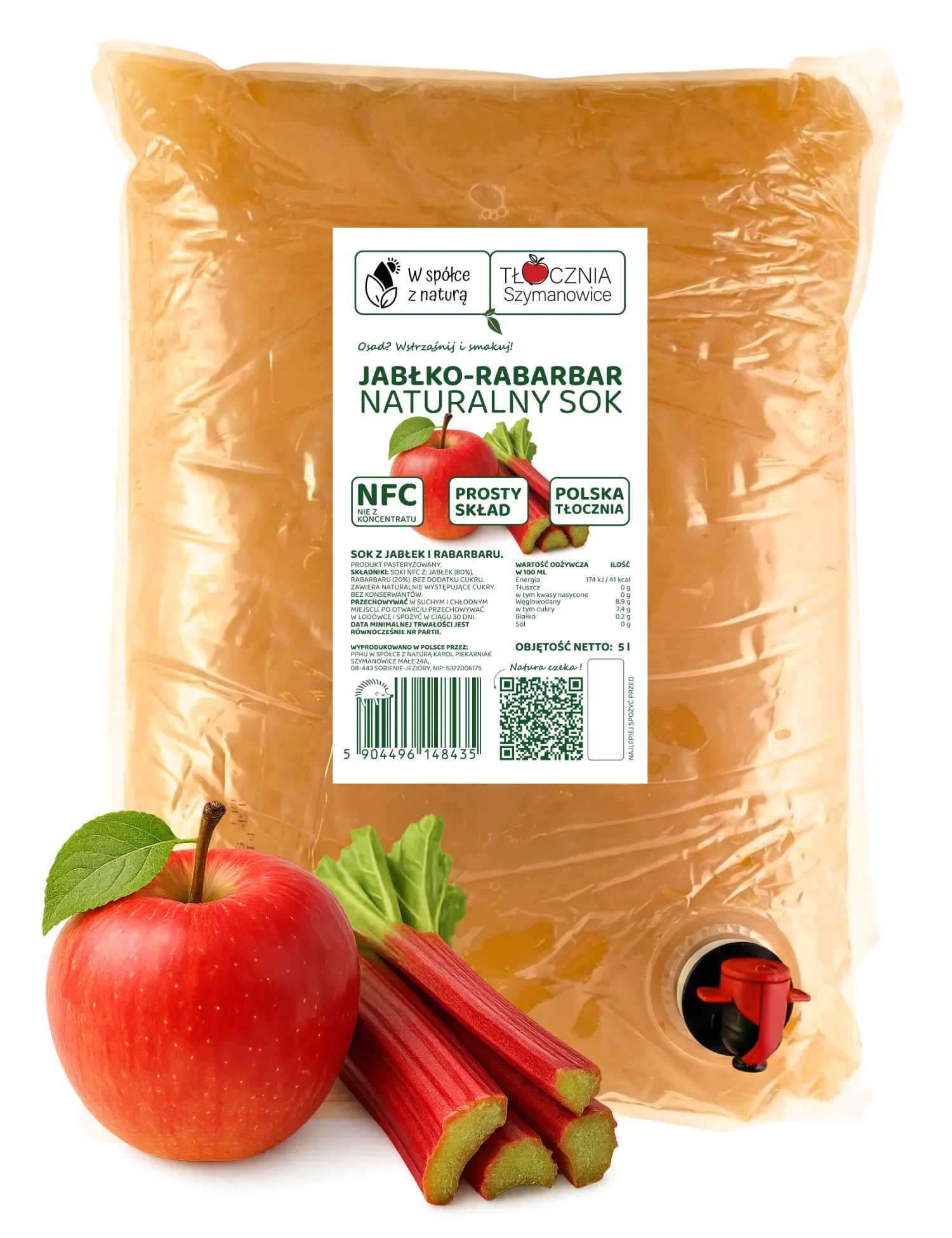 Sok Jabłko - Rabarbar 5 l NFC Bez Dodatków